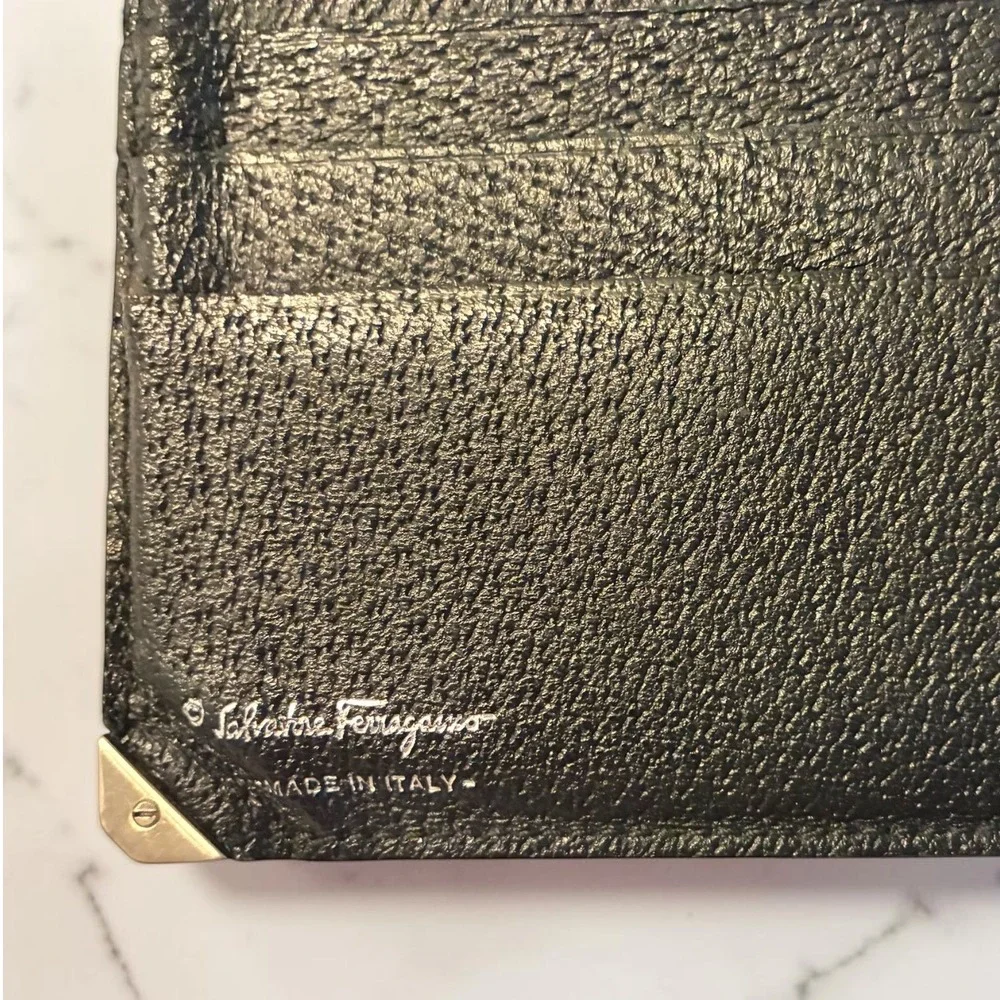 Vintage Salvatore Ferragamo Black Leather Bifold Wallet Made In Italy Luxury - Picture 7 of 13